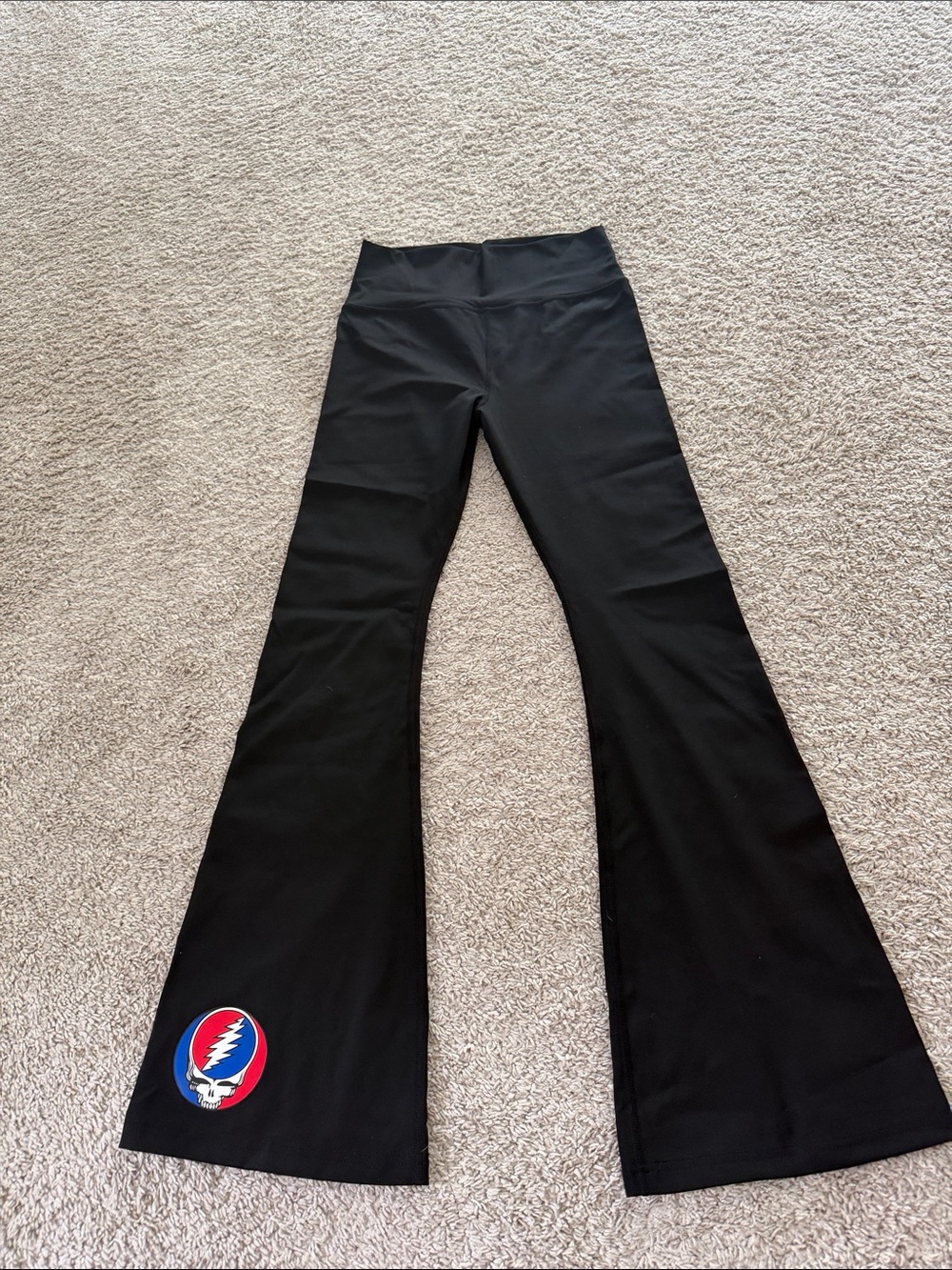 Black Flare Leggings with Grateful Dead Patch